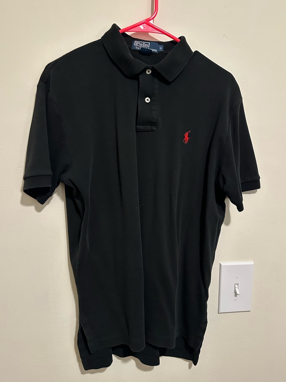 Ralph Lauren Black Polo with Red Pony Embroidery - Size Small